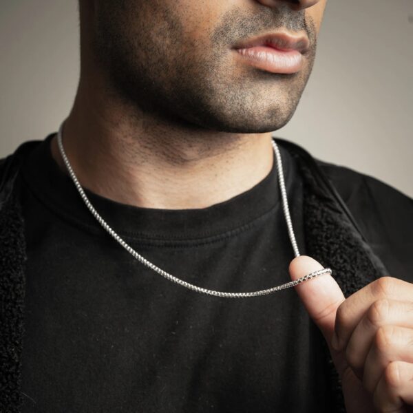Silver hollow box chain - Imagen 2