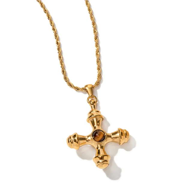 Vintage brown cross necklace