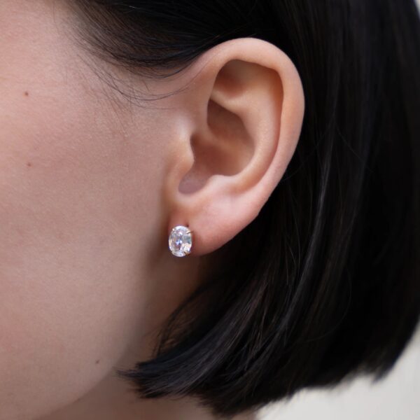Oval diamond earrings - Imagen 2