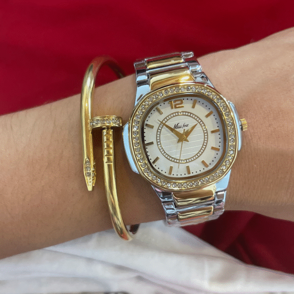 Gold and Silver diamonds watch - Imagen 2