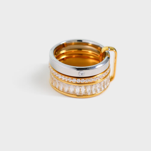 Eternity gold and silver diamond stackable ring